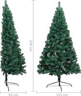 vidaXL - Kunstkerstboom - met - verlichting - en - kerstballen - half - 240 - cm - groen