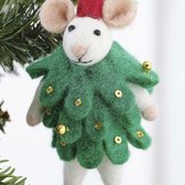 Kersthanger Muisje Kerstboom | Felt Mouse Christmas Tree Decoration