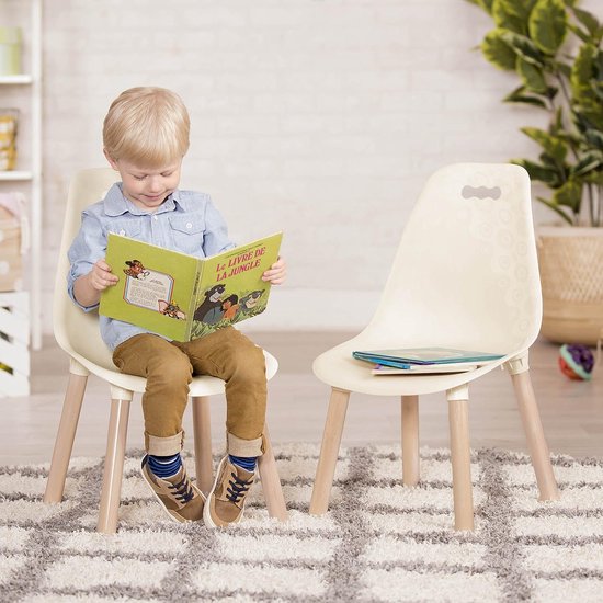 2st Ivoor Set van 2 kindermeubels: kinderstoelpoten - stabiele, stijlvolle stoelen in crèmewit en hout voor kinderen vanaf 3 jaar, PVC-vrij, kunststof van poppenVilla — afbeelding 2