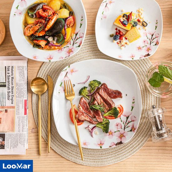 LooMar Luxe Plate Set - Bols - Service de bols - Assiettes creuses -  Assiettes à