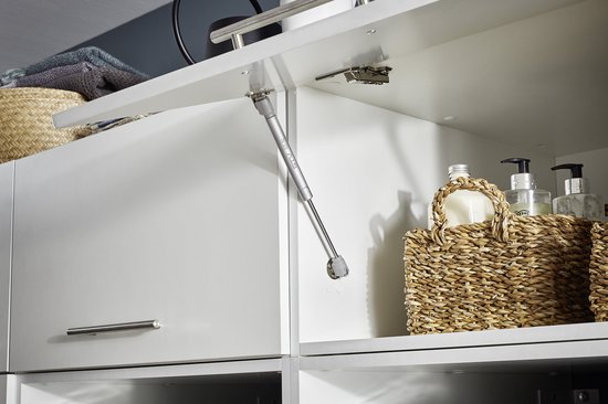 Laundry Wasmachine kast met verhoger en bovenkast - Wasmachine kast - Wasmachine ombouw meubel - Wit - Wasmachine ombouw kast - Hoogte 200 cm - Met bovenkast