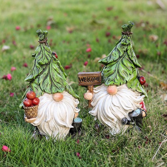 Nains de jardin amusants, décoration de jardin extérieur, lot de 2, 18 cm, nain de jardin, nain, décoration de jardin, figurines en résine, résistant aux intempéries, figurines de jardin extérieur GNOME,