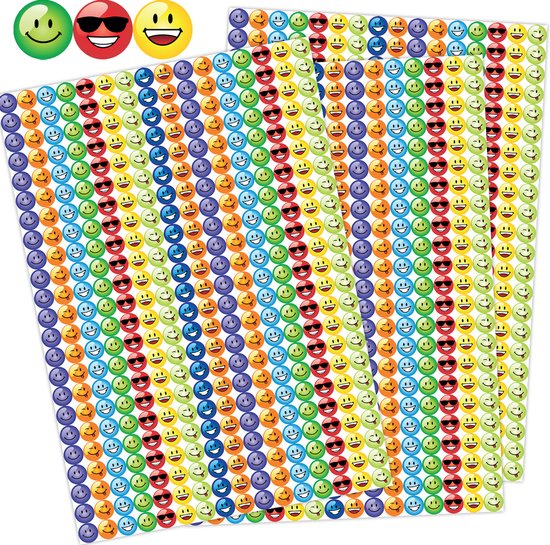1104 Beloningsstickers Smileys 3 Stickervellen - Belonen met Stickers - Kinderen Leuk Belonen - Gekleurde Smiley Stickers - Smileystickers - Positief Belonen met leuke Stickers - Planner Stickers - Stickervellen A4 - Smiley Etiketten
