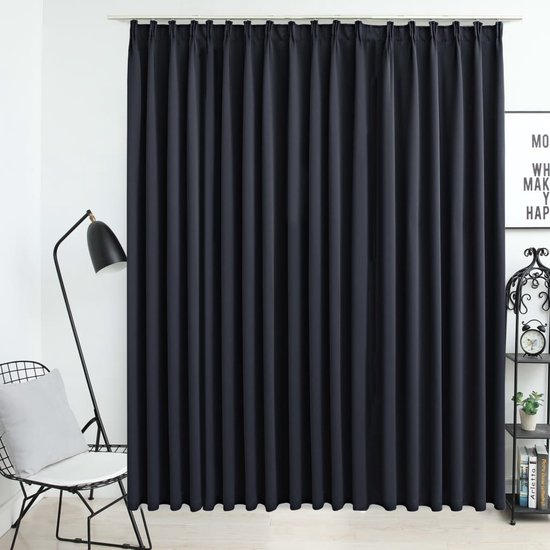The Living Store Gordijn Zwarte 290x245cm - Privacy - Lichtblokkering - Premium Polyester Met Metalen Haken