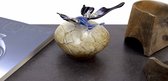 Mini Urn - Blauwe Vlinder op Bruine Steen - Mini urnen voor mensen - Mini urn waxinelichthouder - Mini urne