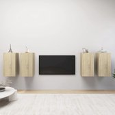 The Living Store Wandmeubel TV - Sonoma eiken - 30.5 x 30 x 60 cm - 2 schappen
