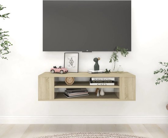 Meuble TV suspendu The Living Store - Chêne Sonoma - 100 x 30 x 26,5 cm
