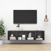 The Living Store Elément mural TV - - Meuble TV - 37 x 37 x 142,5 cm - Gris brillant