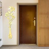 Spiegel muurstickers - 3D bloem muurstickers muurschilderingen voor woonkamer slaapkamer, doe-het-zelf muren decor voor tv-achtergrond en bank achtergrond (L, spiegel goud)