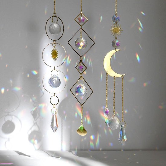Attrape-soleil en cristal décoratif attrape-lumière en cristal avec cadre  en métal pour bureau, maison, jardin, décoration de mariage, Noël, jardin