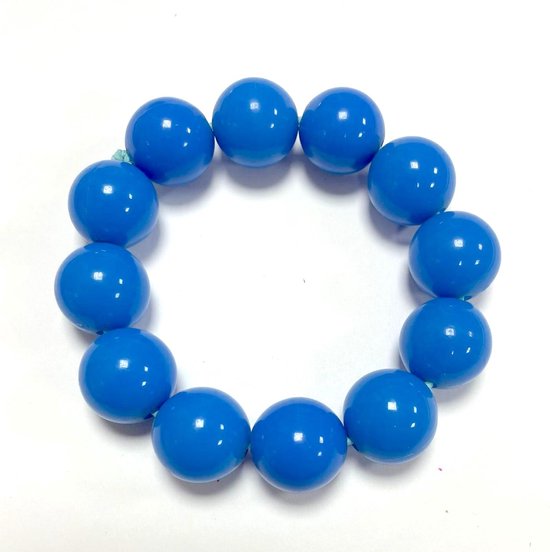 Blauwe kralen armband - Colorblocking sieraden - One size, rekbaar - 17 Milimeter - Damesdingetjes