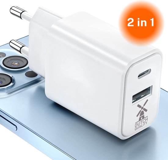 Dutch Quality® - USB C Adapter oplader USB stekker - Telefoon oplader -  Snellader -... | bol