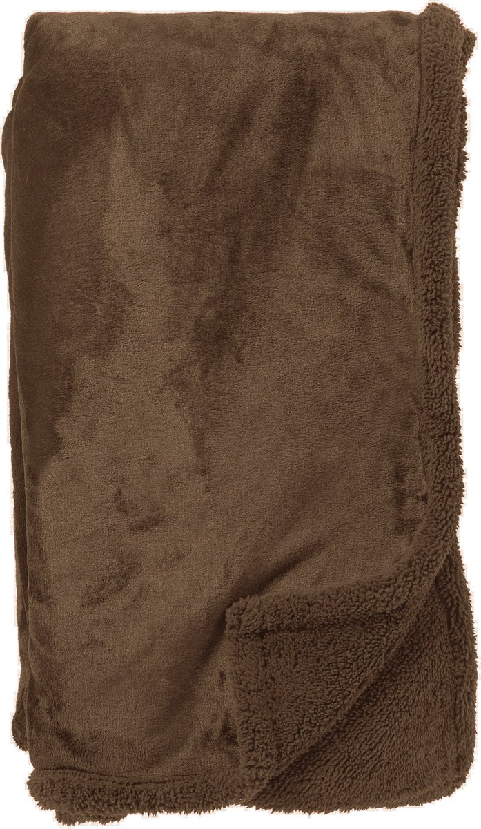 Dutch Decor STANLEY - Plaid 150x200 cm - fleece deken met teddy en fleece - Chocolate Martini - donkerbruin