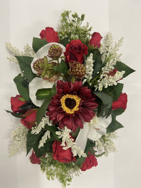 Kunstbloemen - grafbloemen - kunstrouwbloemen - kunst -rouwgraf -bloemen  rood - Gerbera | bol