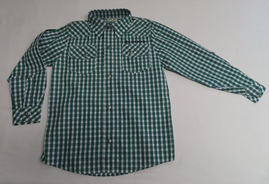 Overhemd - Jongens - Geruit - Groen - 6 jaar 116