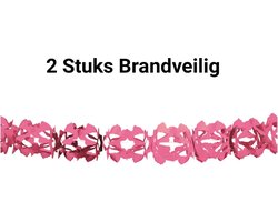 2x Slinger Roze ( pink ) Brandvertragend/ Brandveilig. Garland, Versiering, Themafeest, Carnaval, Horeca, Geboorte, Sweet Sixteen
