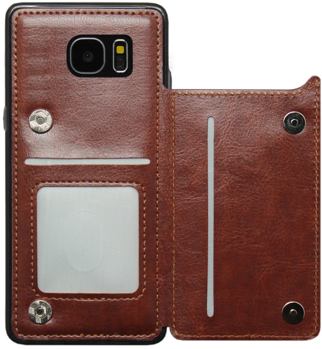 ADEL Kunstleren Back Cover Hoesje voor Samsung Galaxy S7 Edge - Pasjeshouder Bruin
