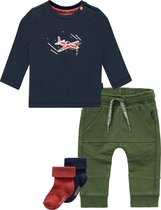 Noppies - kledingset - Jongens - 4delig - Broek Jeslo Thyme - Shirt Masonbro Blauw - 2 paar sokjes - Maat 62