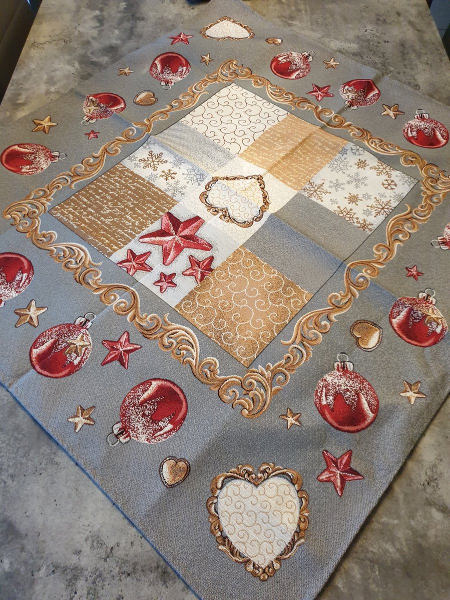 Tafelkleed Gobelinstof Kerst Christmas Grijs 100*100cm