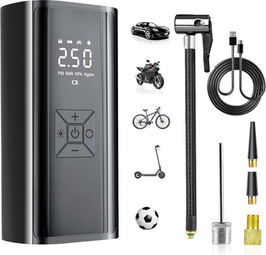 Pompe à vélo électrique - Batterie 6000 mAh - Pompe à air portable -  Gonfleur de pneus... | bol