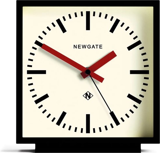 Newgate Amp Mantel Clock in Black with Red hands