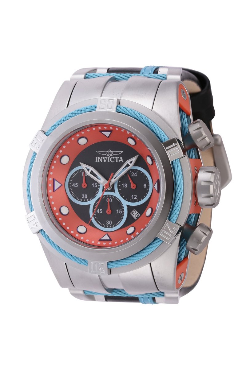 Invicta Bolt - Zeus 43789 Heren Horloge - Waterdicht - Analoog - Quartz Uurwerk - Roestvrij Staal met oranje Wijzerplaat -53m