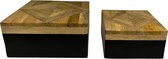 Opbergdozen Aba set van 2 houten doosjes18x18x18cm