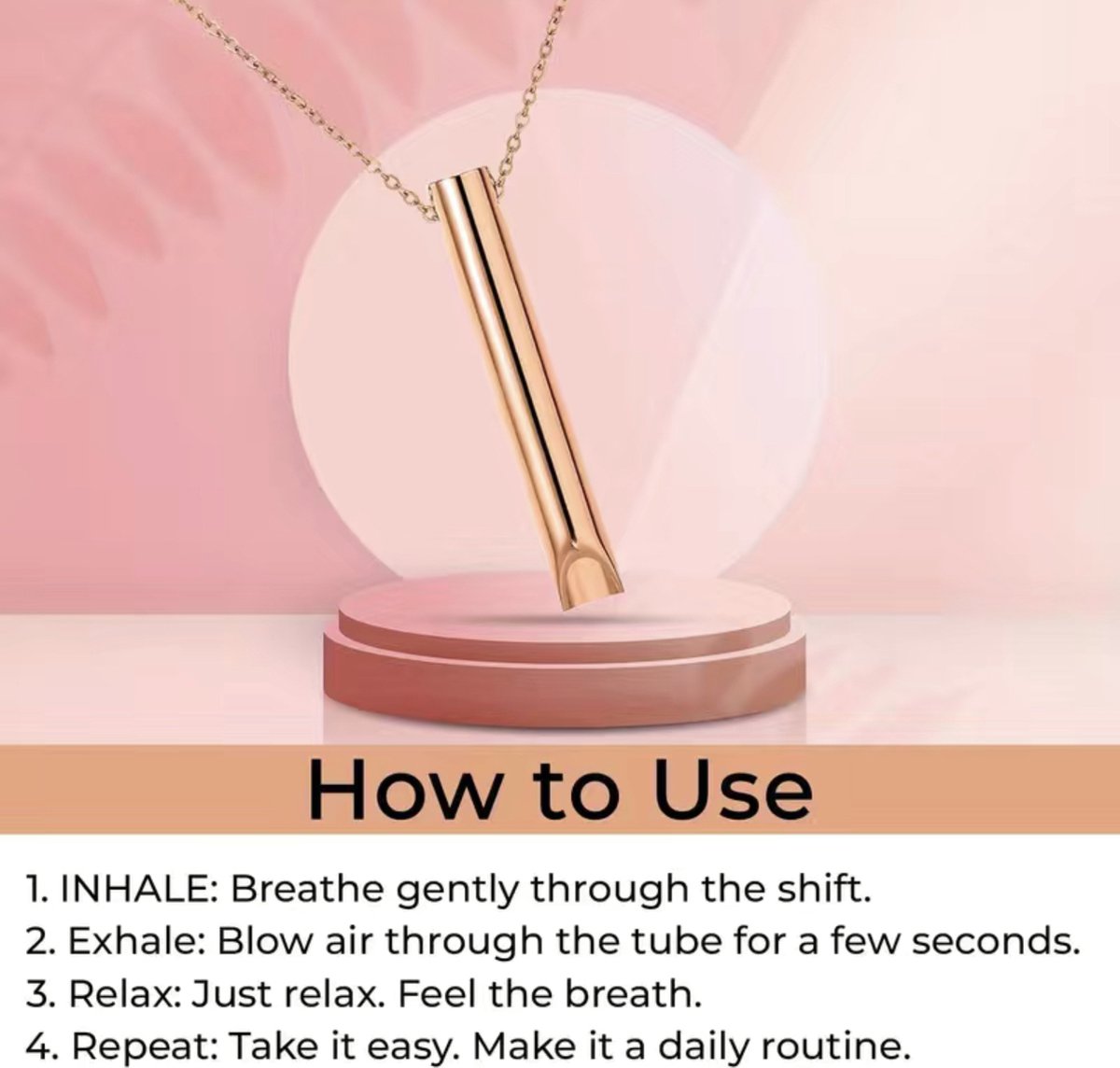 Collier respiratoire de couleur rose - Sifflet d'anxiété - Aide à  l'hyperventilation 