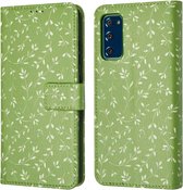 iMoshion Hoesje Geschikt voor Samsung Galaxy S20 FE Hoesje Met Pasjeshouder - iMoshion Design Bookcase smartphone - Groen / Green Flowers