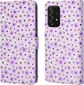 iMoshion Hoesje Geschikt voor Samsung Galaxy A52 (4G) / A52s / A52 (5G) Hoesje Met Pasjeshouder - iMoshion Design Bookcase smartphone - Meerkleurig / Purple Flowers