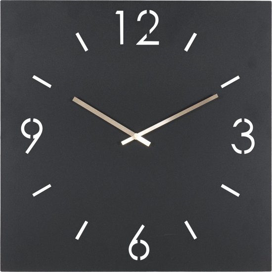 Spinder Design Time - Horloge Murale Carrée 80x80 cm - Zwart