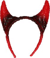 Halloween diadeem - duivel hoorntjes - rood/zwart - kunststof - tiara/haarband