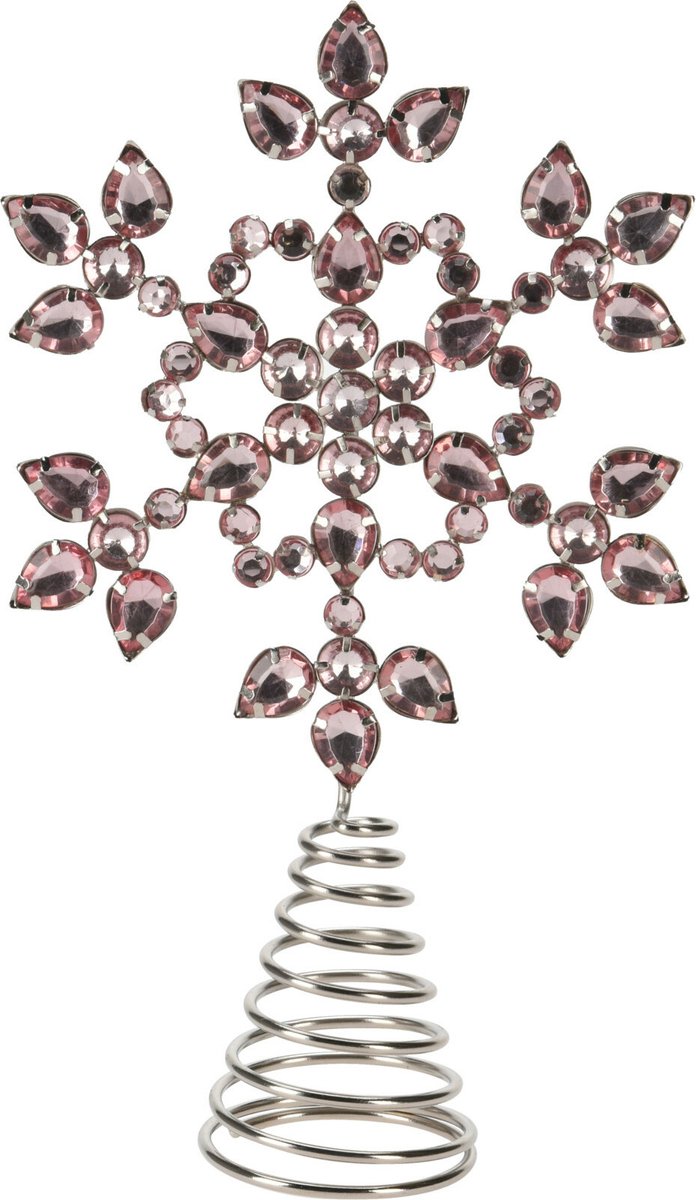 Christmas Decoration piek - ster vorm - lichtroze met steentjes - 23 cm