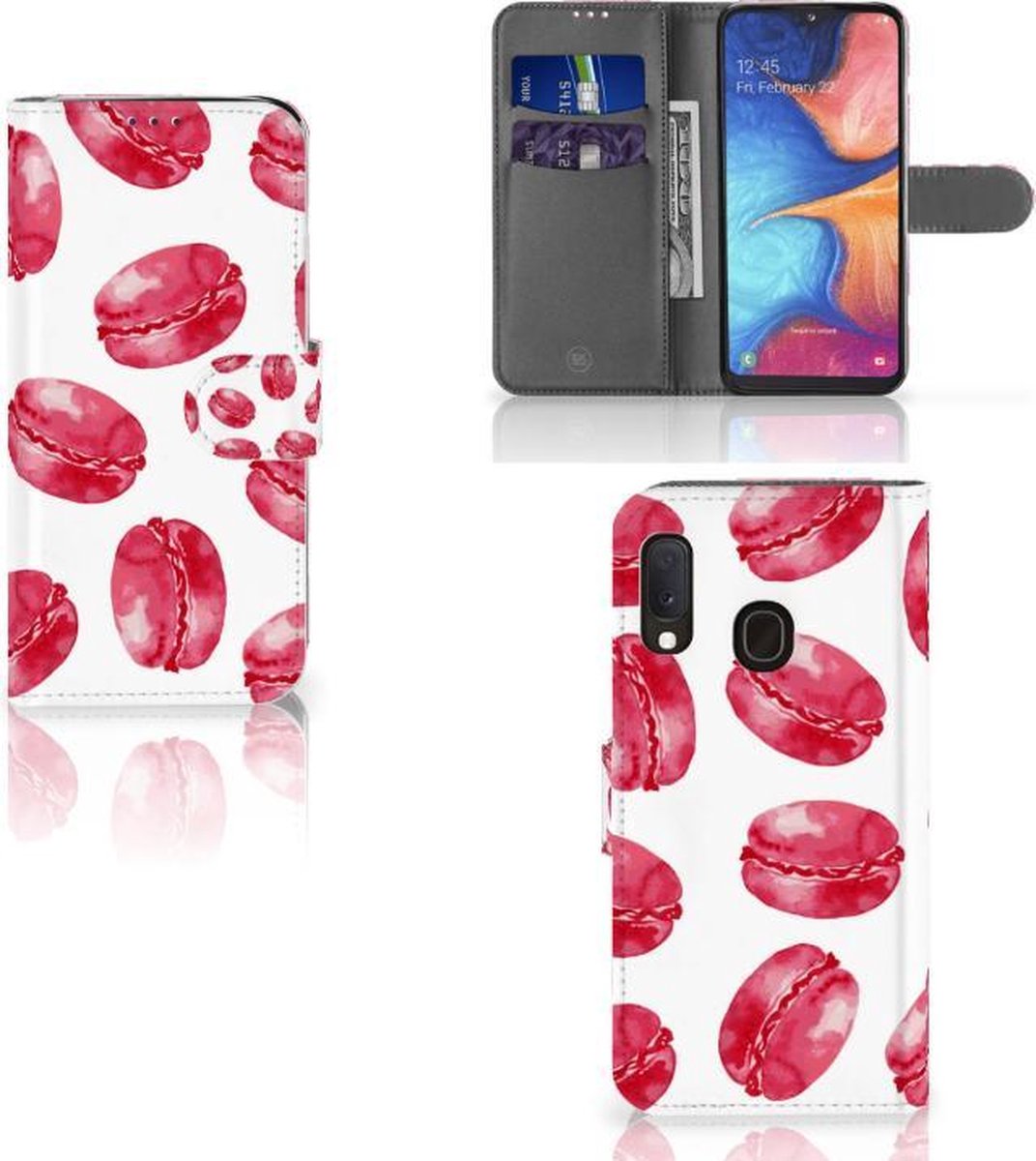 Samsung Galaxy A20e Book Cover Pink Macarons