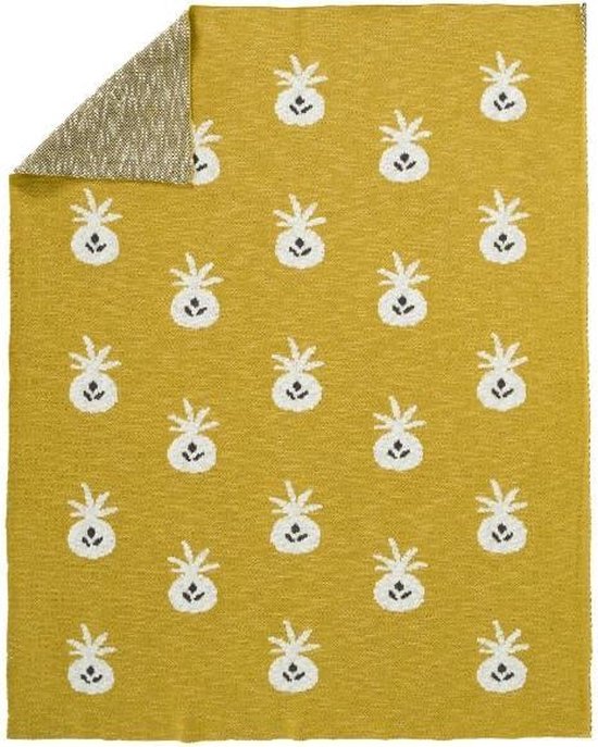 Fresk - Couverture tricotée - 100x150 cm - Ananas moutarde