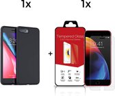 iPhone Plus 7 en 8 Plus Telefoonhoesje met Screenprotector | Transparent Siliconen Tpu Smartphone Case | Extra Stevige Randen | Gehard Beschermglas