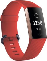 Merkloos Siliconen bandje - Fitbit Charge 3 - Rood - Large