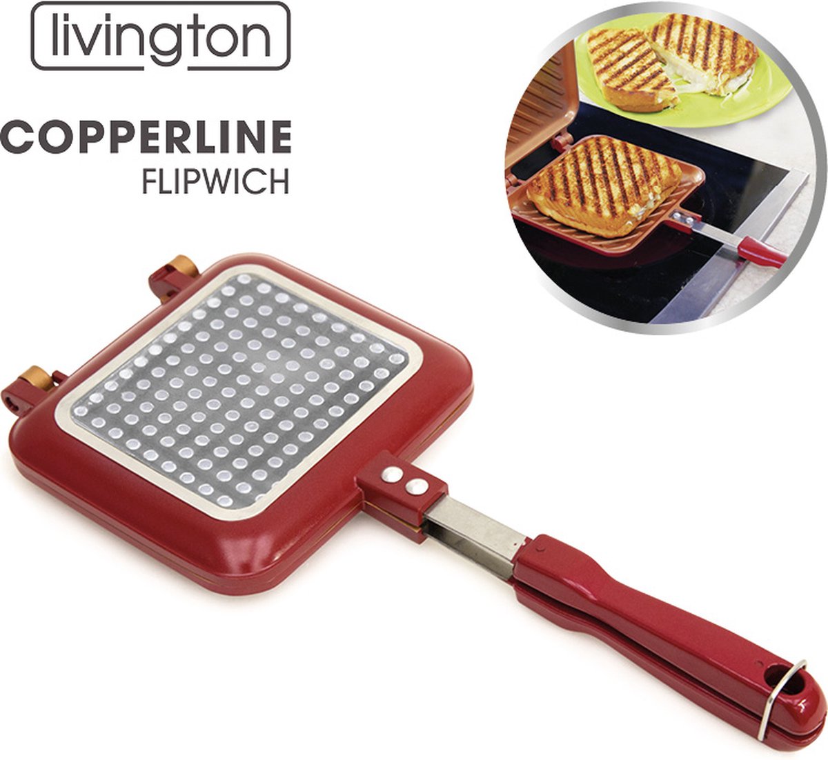 Livington Copperline Flipwich Tosti-ijzer Tosti-pan - Sandwich maker |  bol.com