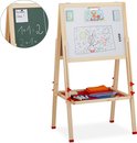 Relaxdays schoolbord kinderen, magnetisch, hoogte verstelbaar tekenbord, 102-135x55x52 cm, whiteboard & krijtbord, wit