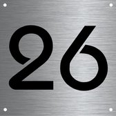 RVS huisnummer 12x12cm nummer 26