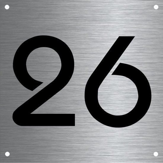 onderdak Conform Pretentieloos RVS huisnummer 12x12cm nummer 26 | bol.com