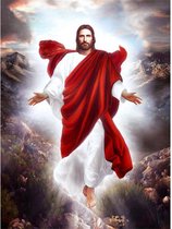 Diamond Painting Volwassenen- Jezus in het Wit en Rood - 50x75 cm (Volledige Bedekking) - Inclusief Premium Tools