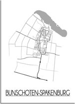 DesignClaud Bunschoten-Spakenburg Plattegrond poster A4 + Fotolijst zwart (21x29,7cm)