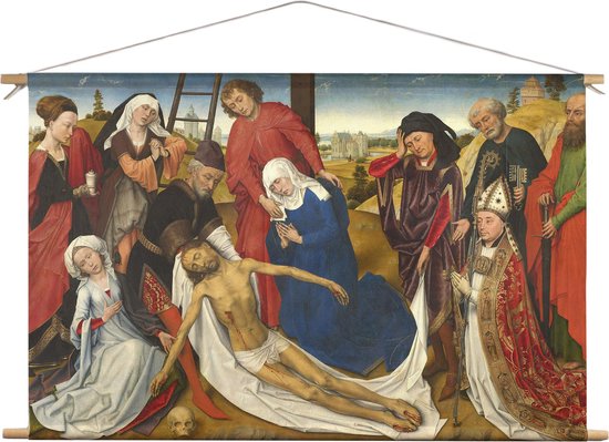 La lamentation du Christ | Rogier van der Weyden | vieux maîtres | Tissu textile | Affiche textile | Décoration murale | 90 cm x 60 cm » | Peinture