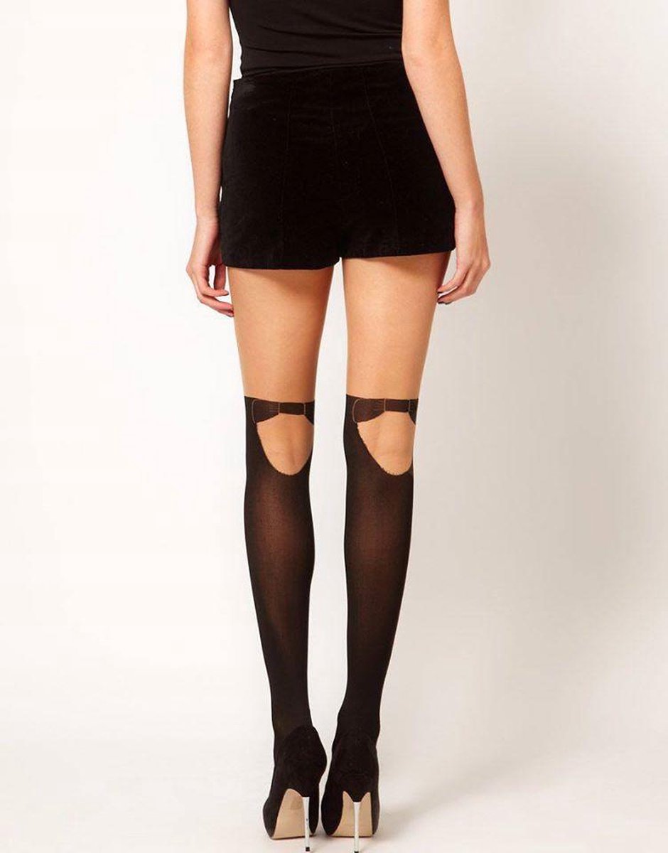 Pretty Polly Fashion - Formal Mock Hold up Panty - One Size - Eur 36 tot 42 - Zwart/Beige - AQF7