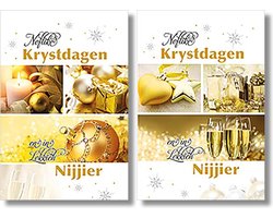 MGPcards - 2 doosjes à 10 Luxe dubbele wenskaarten - Friese tekst - Kerst/Nieuwjaar - Foliebewerking - Witte envelop - 10.5 x 16 cm - 2 Motieven per doosje