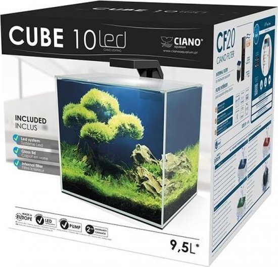 ticket Bijdrager haai Ciano Aquarium Cube 10 LED Zwart | bol.com