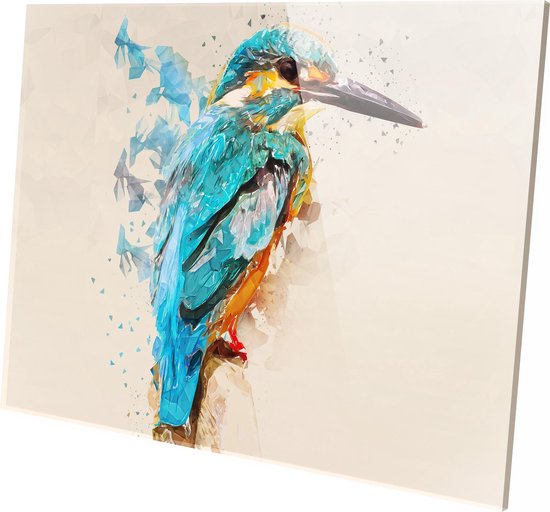 IJsvogel | Polygon Art | Plexiglas | Foto op plexiglas | Wanddecoratie | 120CM x 80 CM | Schilderij | Aan de muur | natuur
