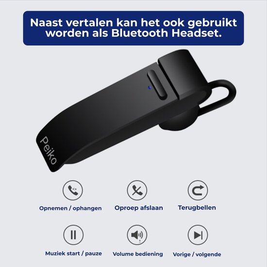 Peiko Bluetooth Vertaaloortje - Zwart | Universele Voice Translator / Mini  Draagbare... | bol.com