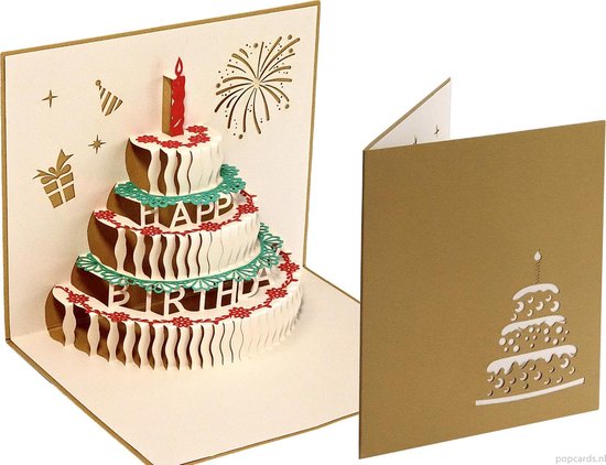 Popcards Pop-Up Cards - Gâteau avec bougie Joyeux anniversaire  anniversaire... | bol.com